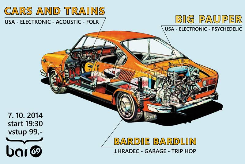Koncert Cars and Trains (Portland, USA), Big Pauper (Portland, USA) a Bardie Bardlin (J. Hradec)